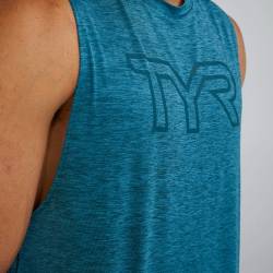 Man Top TYR Logo Tech Tank - lagoon