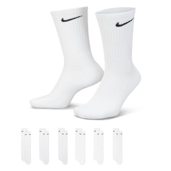 Vysoké bavlněné ponožky Nike EVERYDAY CUSHIONED CREW (6 PAIRS) bílé