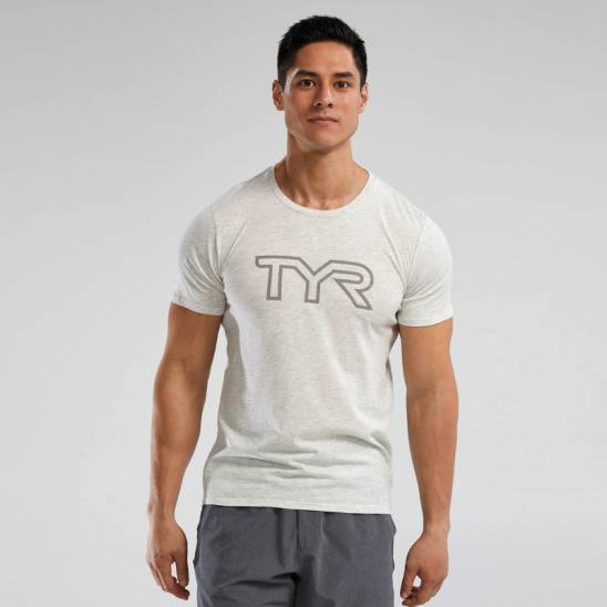 Pánské tričko TYR Ultrasoft Lightweight Tri Blend Tech Tee - white