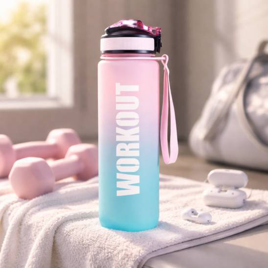 Láhev na pití WORKOUT Tritan 1000 ml - růžovo modrá