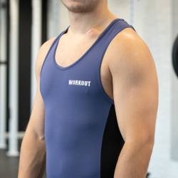 Vzpěračský dres WORKOUT 2.0 classic unisex - modrý