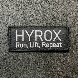 Toppa in velcro HYROX - Run, Lift, Repeat - scritta bianca