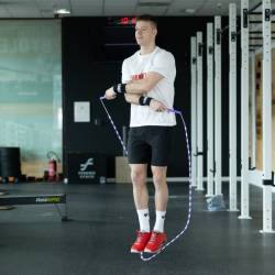 Korálkové švihadlo WORKOUT - nastavitelné - fialové