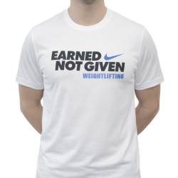 Männer Nike Gewichtheben T-Shirt - Verdient nicht gegeben - weiß