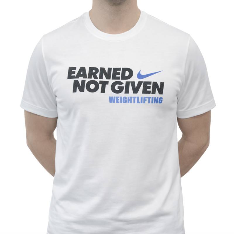 Männer Nike Gewichtheben T-Shirt - Verdient nicht gegeben - weiß