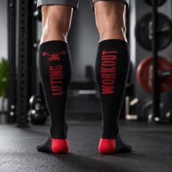 Weightlfiting knee socks WORKOUT - black/red