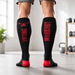 Calze da sollevamento pesi WORKOUT - nero/rosso