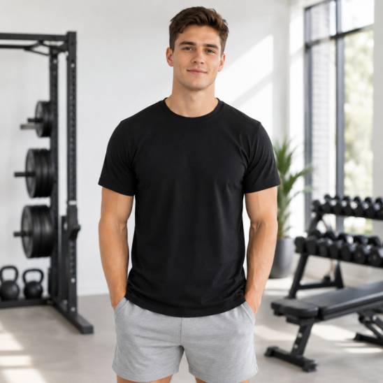 Pánské sportovní tričko WORKOUT - černé a kratší