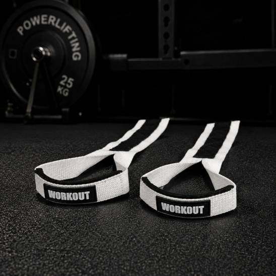 Vzpěračské trhačky WORKOUT - bílá/černá