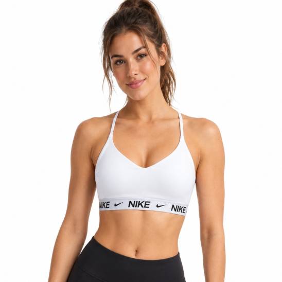 Dámská podprsenka Nike Indy s lehkou oporou - bílá/šedá